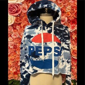 New Blue tie dye Pepsi Sweater size extra large